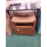 A mahogany side table together with an oak telephone stool.