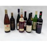 Nine bottles of various wine including Cellier res Dauphins French Connection Shiraz Blue Nun.