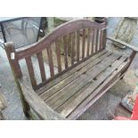 A wooden garden bench.