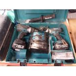 A Makita double 18v battery drill set.(14).