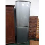 A Zanussi fridge / freezer in silver.