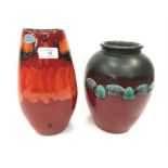 Poole Pottery living glaze vase 9" high, plus one other 10" high vase.