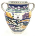 Carter Stabler Adams Poole Pottery 7" traditional double-handled vase in the CO pattern designed