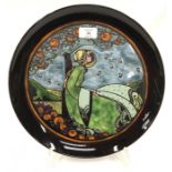 Poole Pottery 13" Ionian charger depicting a girl under a tree decorated by JF Wills.