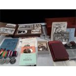 Quantity of memorabilia: Sargent Eric Payne 1915-1984 swagger stick, medals, photographs including