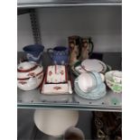 A collection of china to include two pieces of Wedgwood Jasperware. crown ford teapot and butter