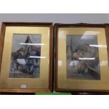 Two framed Louis Wordwe watercolour pictures.