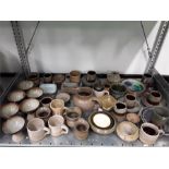 A very large collection of studio pottery by local artist, C. Lock together with nine pieces of high