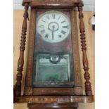 A wooden cased American style clock (AF).