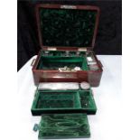 A Ladies Victorian mahogany traveling case in the style of Ogilvy together with a box containing