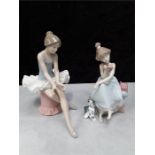 NAO ballerina Lladro girl on the telephone with dog 1987