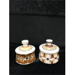 Two 1960's Poole Pottery Bokhara preserve pots designed by Robert Jefferson.