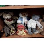 A collection of soft toys and bears.