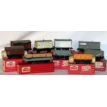 HORNBY DUBLO 8 x Goods Wagons and a Brake Van - 4312 BR(W) Brake Van, 4320 Mica B, 4630 8T Cattle