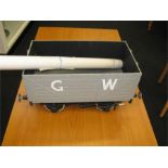 A 5in Gauge GW Grey Coal Wagon with Brakes and sprung Buffers. With original Drawings.