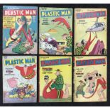 Six ANC Plastic Man Volume 1 golden age comics, c.1940's/'50s: #3; #5; #11; #15; #16; #29.