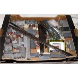 A tray containing N Buildings, Lineside Accessories and Track - a number of Excellent Metcalfe and