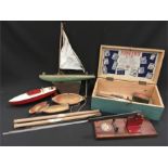 Juneero No.1 construction set, boxed. Together with a selection of toy boats including a Hornby Hawk