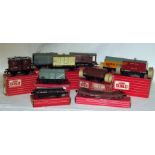 HORNBY DUBLO 9 x Goods Wagons and a Brake Van - 4310 BR(M) Brake, 4640 Steel Type Wagon with Open