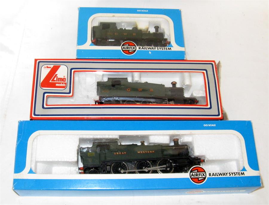 AIRFIX and LIMA 3 x GWR Green Tank Engines - Airfix 54150 Class 61XX # 6110 in a Box missing lower