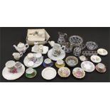 Quantity of miniature porcelain and glass tea sets and related items, by Limoges and others. Overall