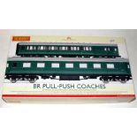 HORNBY R4534 BR(S) Green Pull Push Coach Pack comprising Maunsell 2nd Open S1317S and Brake