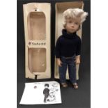 Sasha Trendon Gregor 4-305: boy doll with blonde hair, blue painted eyes, dark brown cord to legs