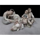 Lladro: child with polar bear, girl day dreaming, young couple with dog, no boxes.