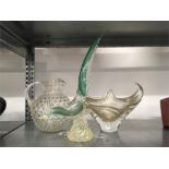 Two Murano glass pieces together with one s and w jug of dimple form.