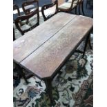 An oak extending hall table.