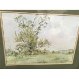 A watercolour picture of a country scene by A. Moorse 1983.