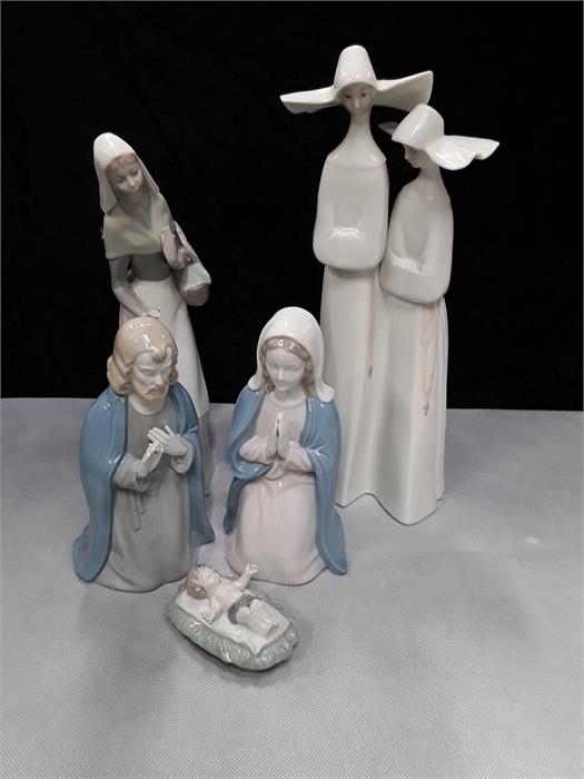 Lladro: Nuns and girl with three other similar (not Lladro).