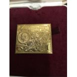 A box containing a single replica stamp in 22ct gold weighing 40.07 grams. Please handle the replica