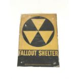 A late 1940's enamel Fallout Shelter sign.