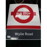 Bus stop sign Wylie Road