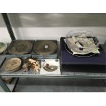 A quantity of Poole Pottery BLA plates, some animals and other china/glass.