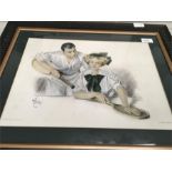 A pair of framed and glazed prints by Edmund Magrath: “Which shall it be “ and “A. Tennis
