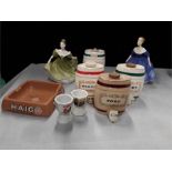 Royal Doulton Nina in 2347,Lynne IN 2329 Wade pottery Port, Sherry and Scotch barrel shaped