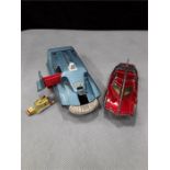 Dinky captain scarlet car and Spectrum pursuit vehicle with a small Thunderbirds 4 vehicle