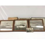 A quantity of framed boat pictures. CAUTION: BROKEN GLASS.