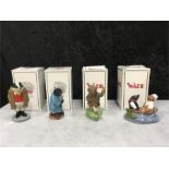 Wade: Wind in the Willows collectables; Badger, Mole, Ratty, Ratty and Mole Weasel and toad boxed.