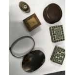 A box of collectables including a Georgian tortoiseshell and silver gentleman’s magnifying glass,