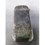 A Victorian Silver engraved cigar case with hunting scene after Alkin or Surtees.