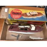 Triang Thames Clockwork Cabin Cruiser plastic boat. Boxed.