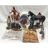 A Union soldier with horse and other western related items to include cigarette cards -