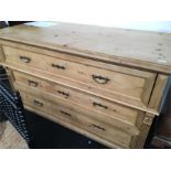 A large french pine chest of three drawers.