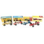 Four Corgi and Dinky Toys racing cars: Dinky 240 Cooper; 1433 Surtees TS5; Corgi 159 Cooper
