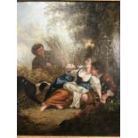 An antique oil on canvas after Fragonard “The Lovers surprised”.