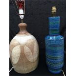 A Rye Pottery lamp base and one other by Billotti.