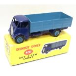 Dinky Toys 431 Guy 4-Ton Lorry with violet blue cab/ chassis and mid-blue back/hubs. G/VG in G/VG